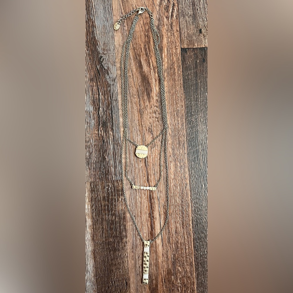 Layered Gold-Tone Disc & Bar Necklace - Women